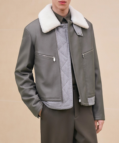 가죽 지퍼 숏 자켓