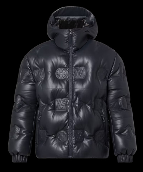 모노그램 가죽 다운 후드 재킷