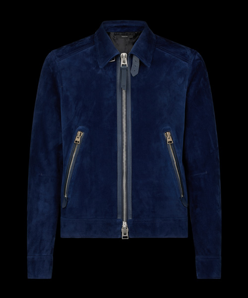 캐시미어 스웨이드 지퍼 칼라 블루종