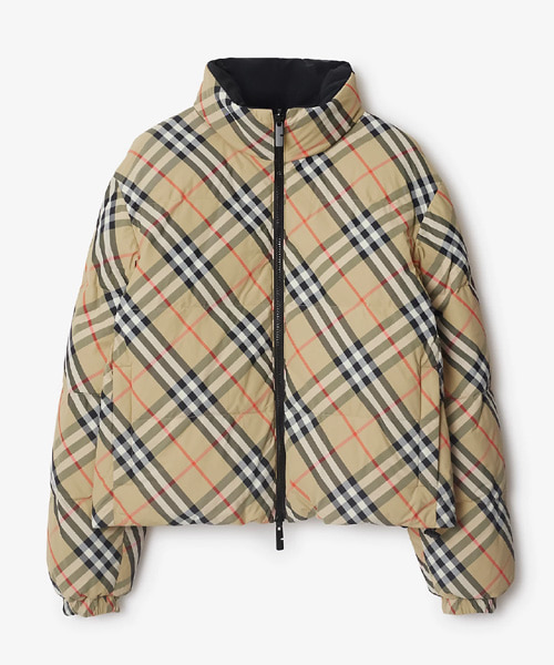 리버서블 체크 나일론 퍼퍼 재킷