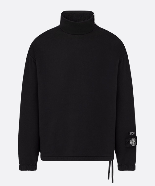 블랙 코튼 플리스 스웨트셔츠