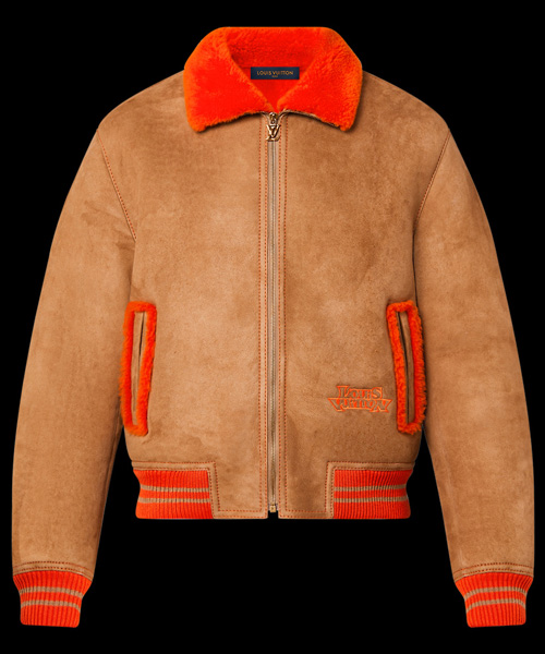 바시티 울 가죽 튜닉 재킷