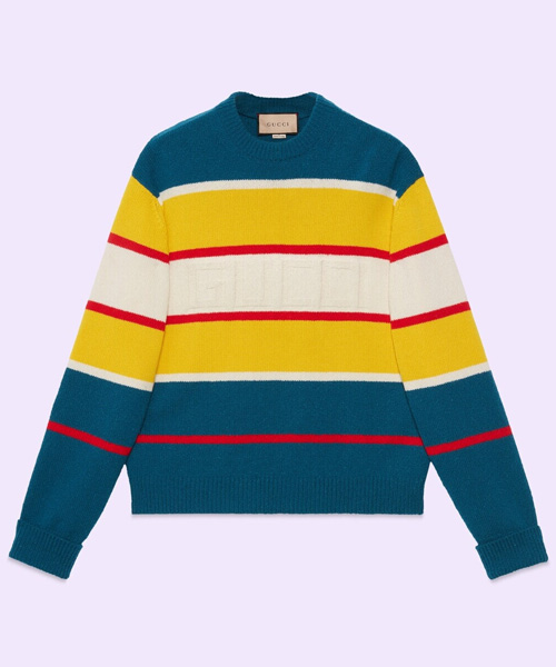 스트라이프 울 니트 스웨터