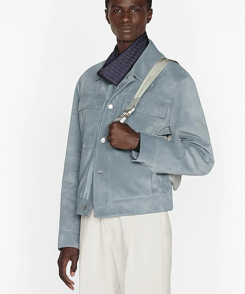 포켓 블루 스웨이드 자켓