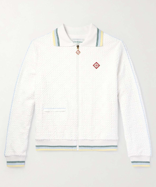 로고 자카드 코튼 블렌드 테리 트랙 자켓