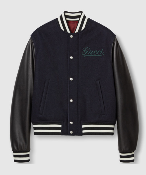 울 & 가죽 바시티 자켓