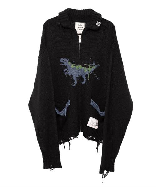 다이노소어 집업 니트 가디건