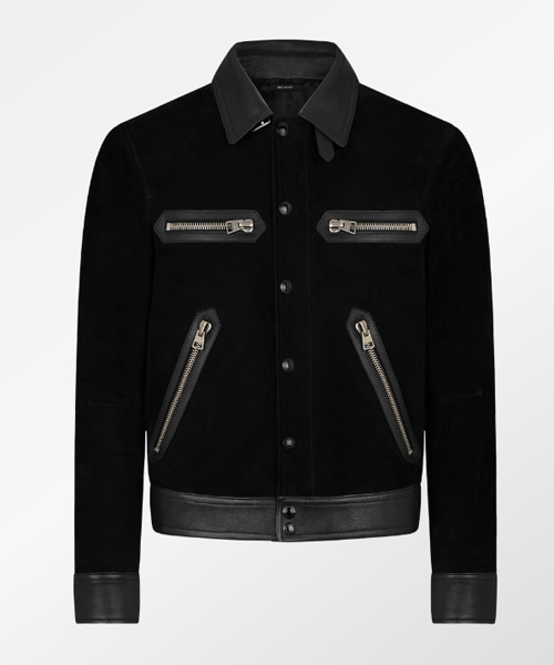 소프트 스웨이드 콘트라스트 멀티 지퍼 자켓