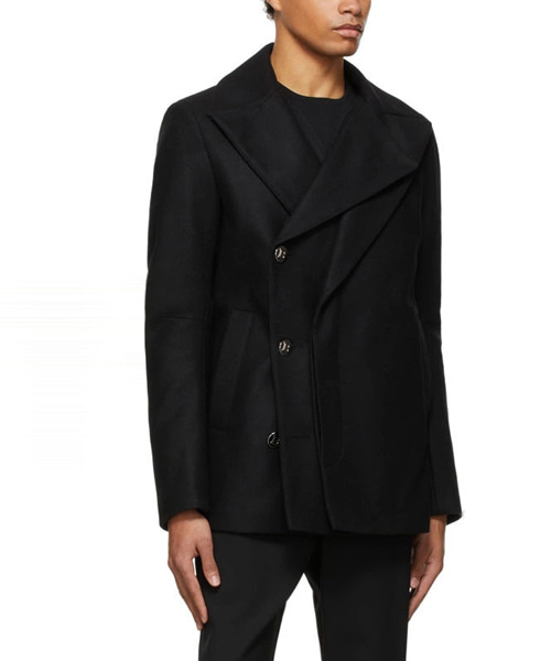 언밸런스 싱글 버튼 울 코트