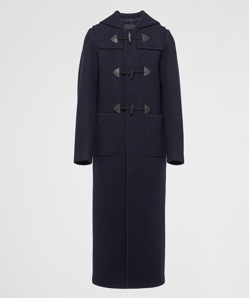 울 더플 롱 코트