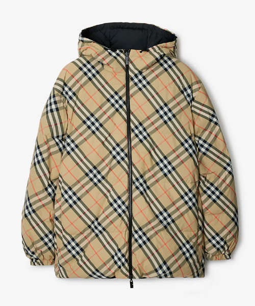 리버서블 체크 나일론 퍼퍼 재킷