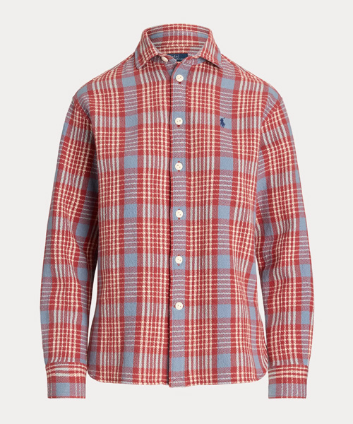 릴렉스 핏 플래드 코튼 셔츠