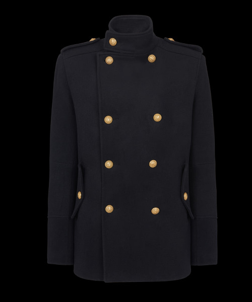 밀리터리 스타일 더블 버튼 울 코트