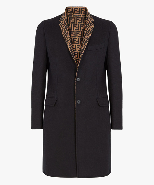 시그니처 패턴 울 롱 코트