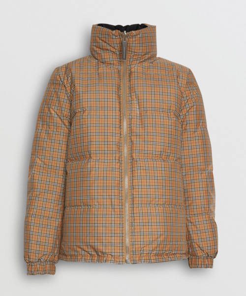 리버서블 체크 패턴 푸퍼 다운 자켓