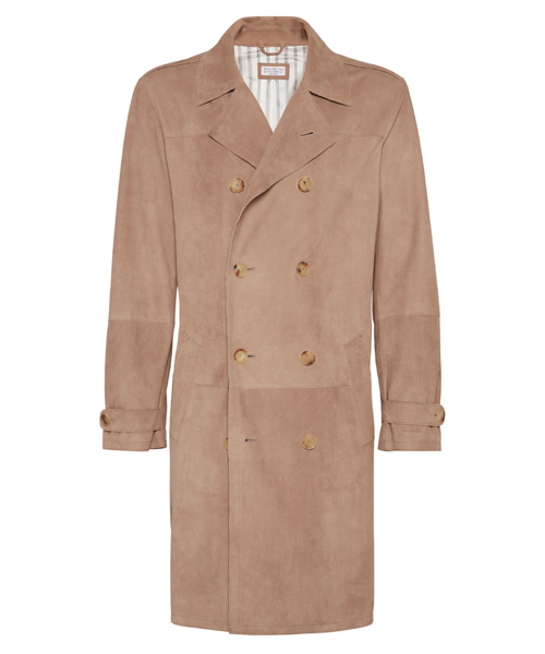 노치드 라펠 스웨이드 코트