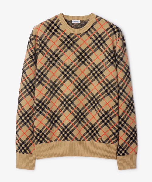 체크 캐시미어 스웨터