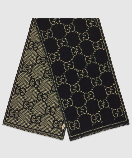 체크 GG 울 스카프