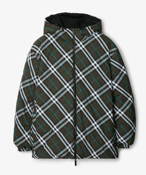 리버서블 체크 나일론 퍼퍼 재킷