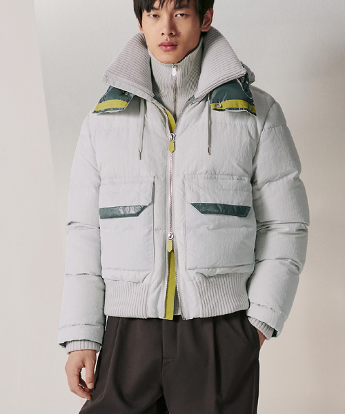 퀄팅 립 트림 후드 자켓