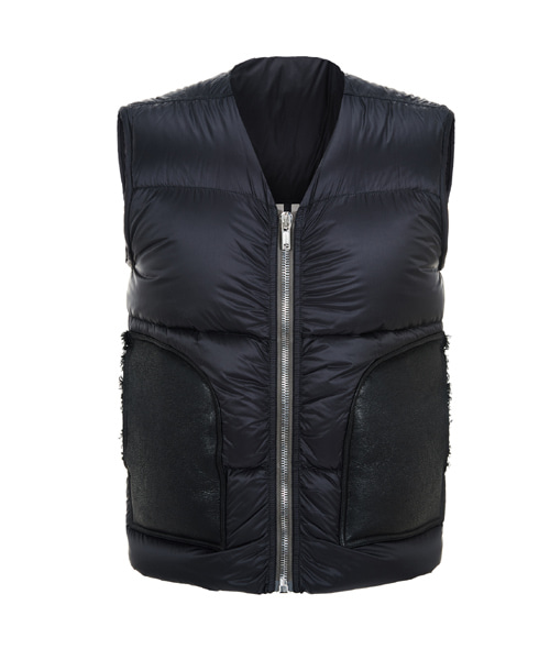 레더 포켓 구스 다운 패딩 베스트