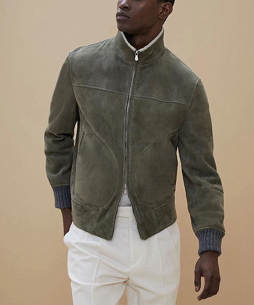 스웨이드 지퍼 봄버 자켓