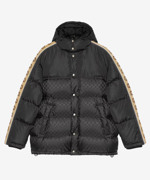 GG 자카드 나일론 패딩 코트