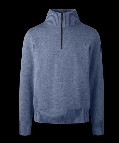 엠브로이더드 반집업 울 스웨터