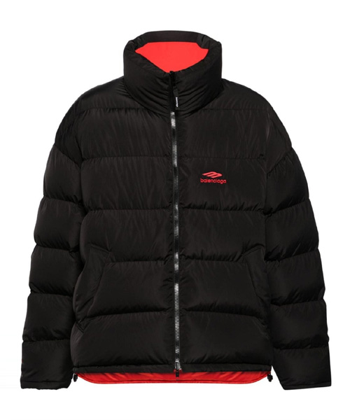 로고 프린트 리버시블 푸퍼 자켓