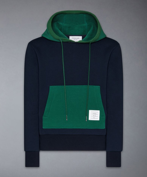 브러쉬드 컬러 블록 후디 풀오버