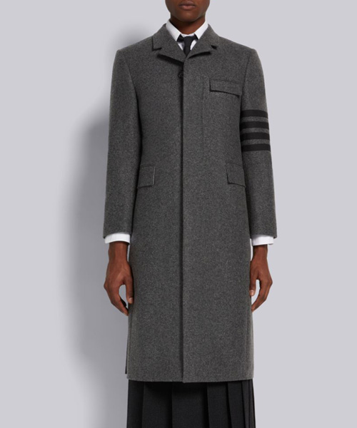 다크 그레이 멜턴 4-바 클래식 체스터필드 오버 코트