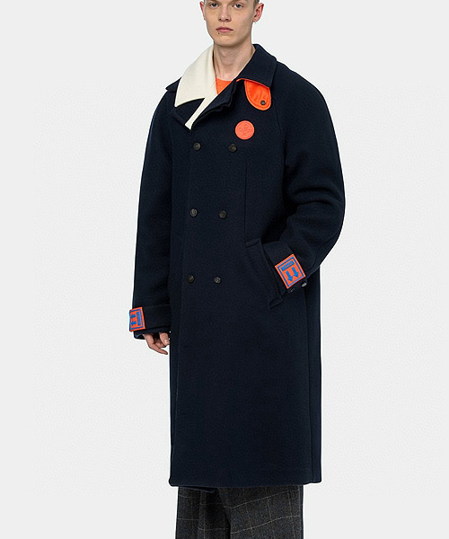 더블버튼 패브릭 포켓 롱 코트