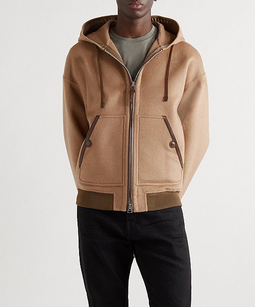 더블 페이스 후드 집업 울 자켓