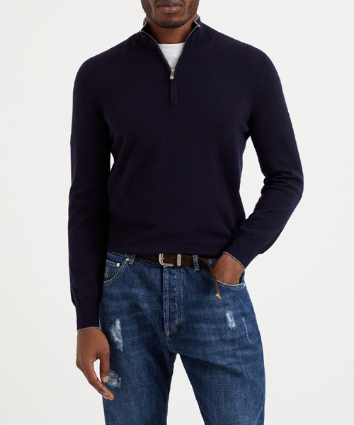 캐시미어 하프 집업 스웨터