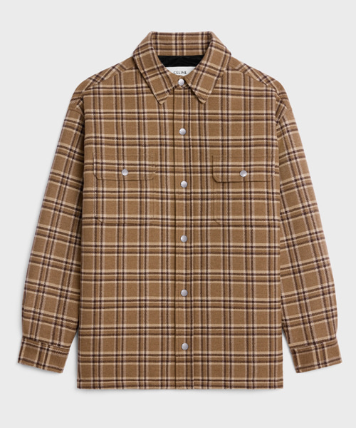 체크 울 오버셔츠