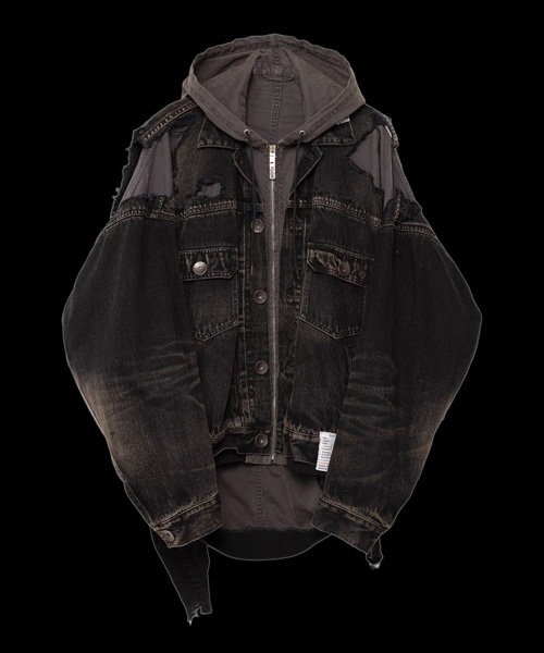 레이어드 데님 후드 자켓