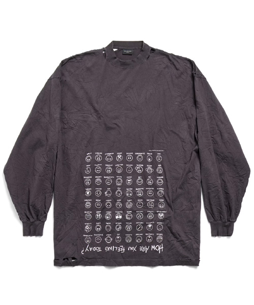 하우 아 유 필링 투데이 롱 슬리브 라지 핏 티셔츠