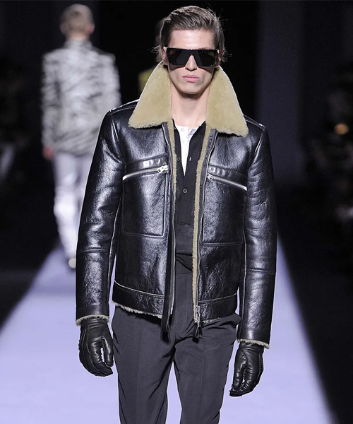 시어링 더블 포켓 가죽 자켓