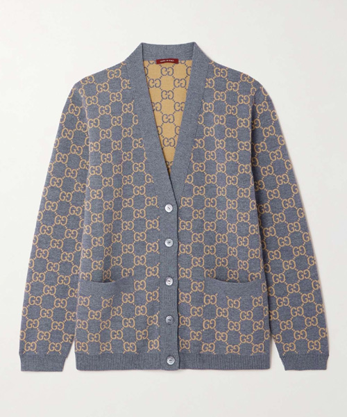 울 블렌드 리버시블 자카드 니트 가디건