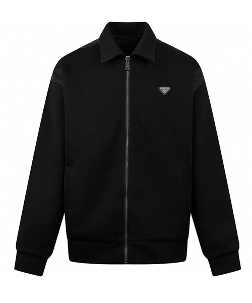 트라이앵글 패치 사틴 집업 자켓