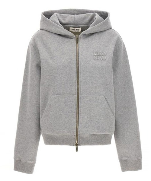 로고 패치 후드 집업 자켓