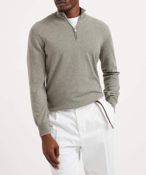 캐시미어 하프 집업 스웨터