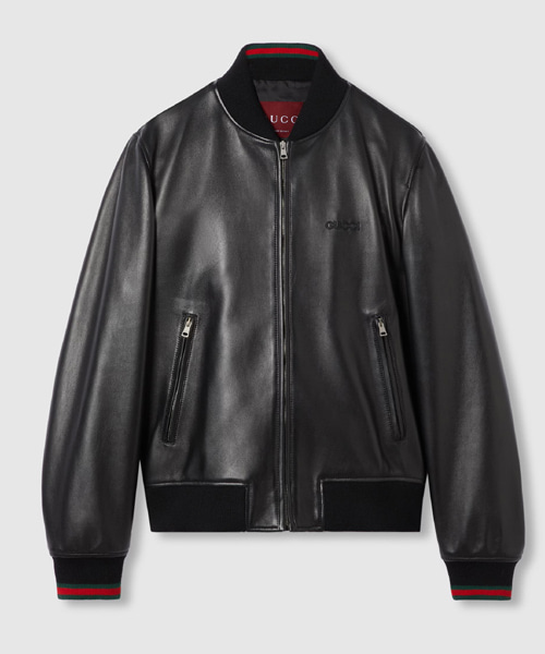 웹 가죽 봄버 재킷