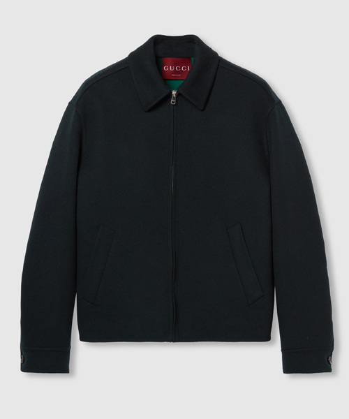 로고 자카드 울 집업 자켓