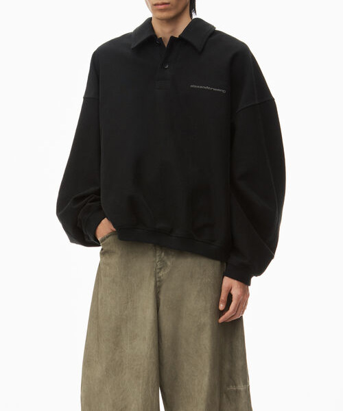 퍼프 로고 오버사이즈 폴로 스웨트셔츠