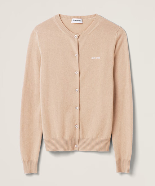 로고 자수 캐시미어 니트 가디건