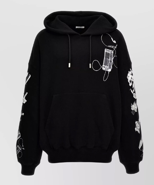 이어폰 프린트 오버사이즈 후디