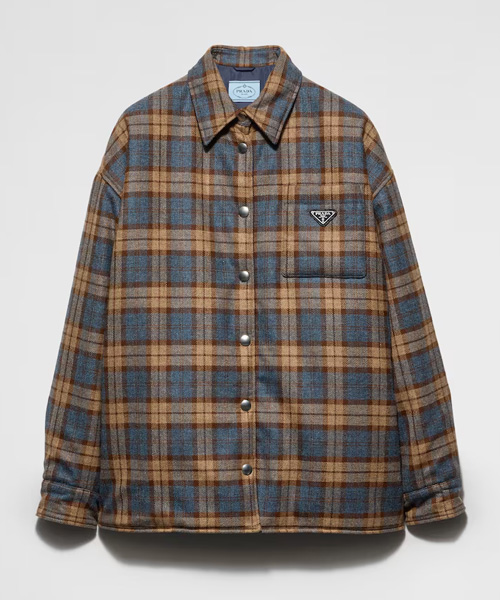 체크 울 트윌 셔츠 자켓