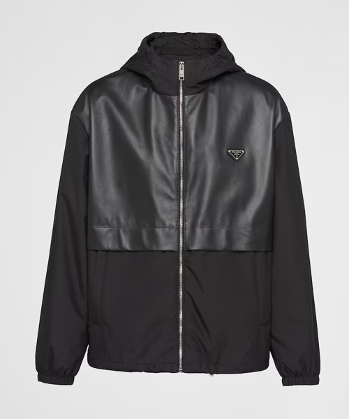 실크 & 가죽 블루종 자켓