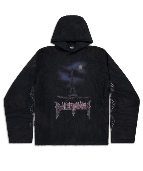 파리 룬 라지 핏 크링클 후디